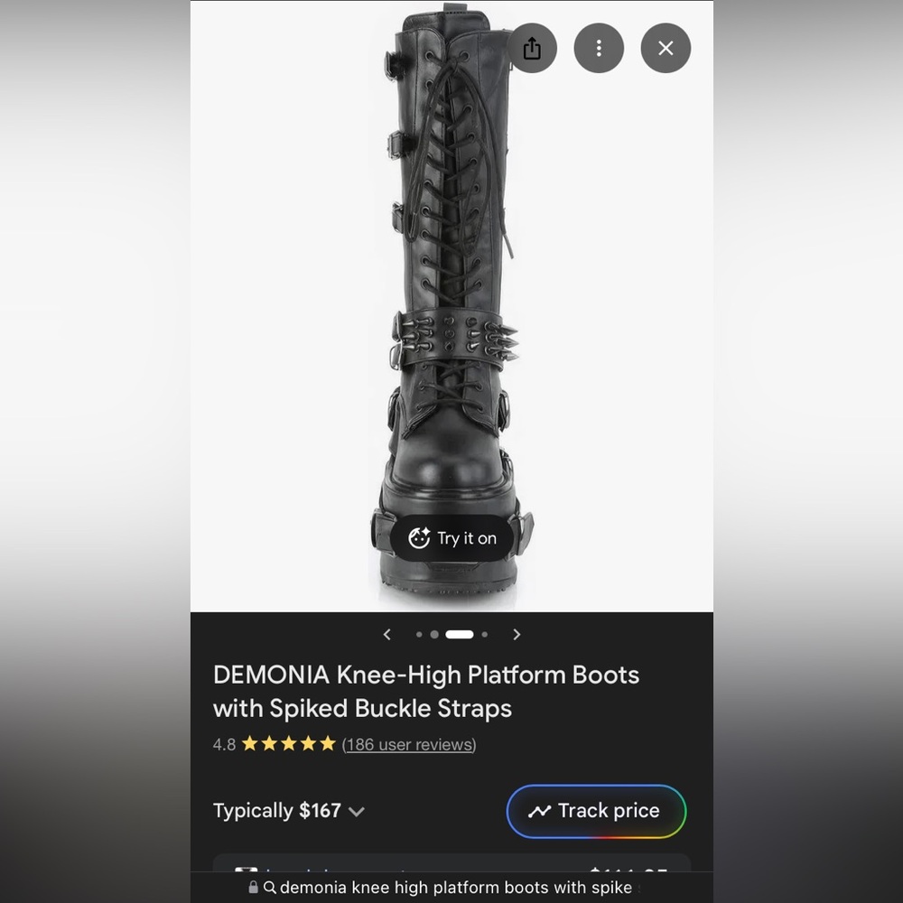 Demonia Spiked Boots Size 10 - image 5